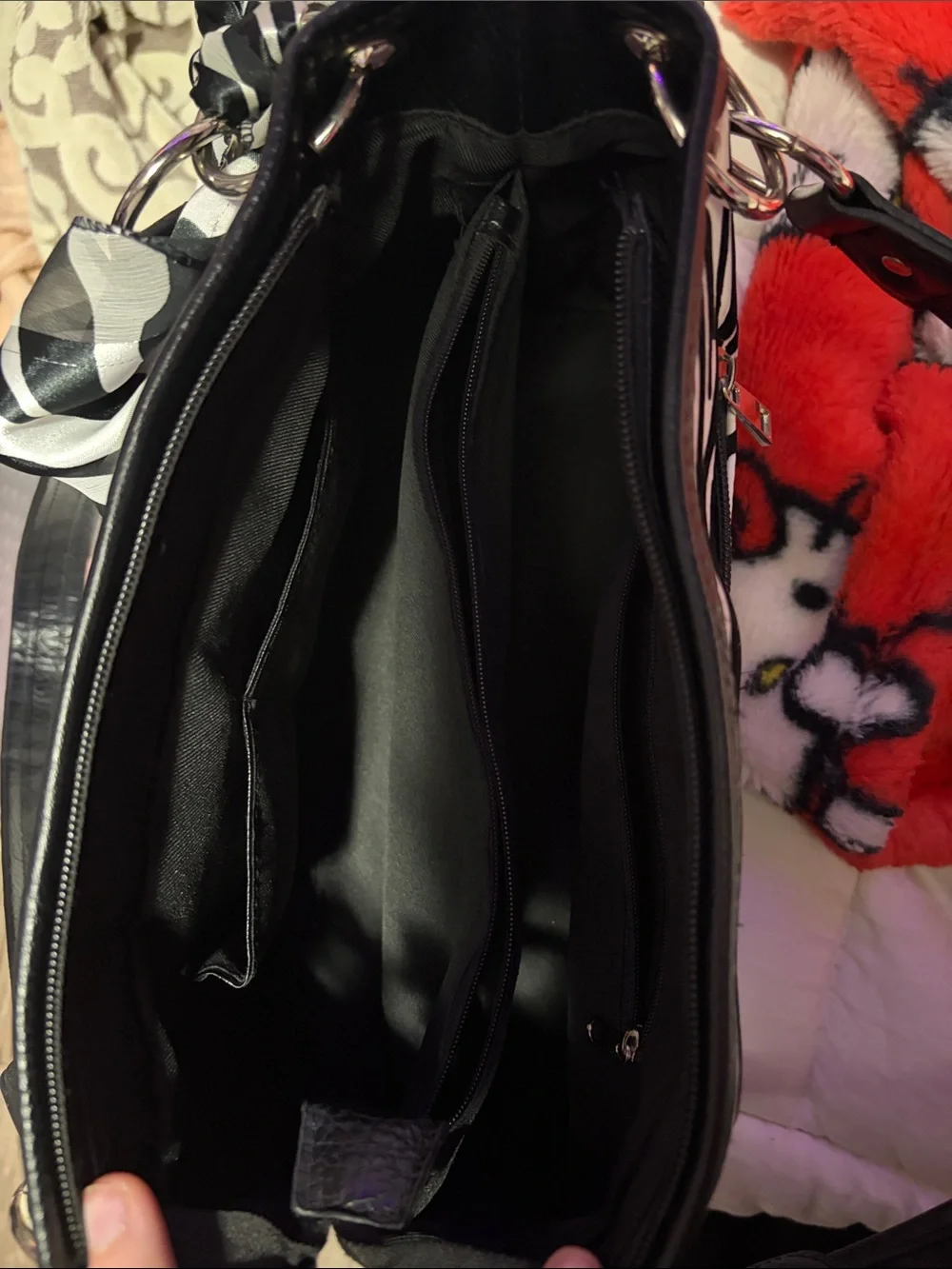 Zebra Print Black & White Shoulder Bag with Decorative Bow